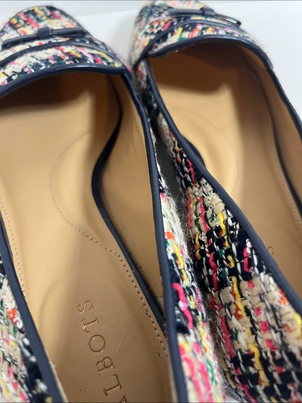 Talbots Multicolor Tweed Loafers with Navy Trim